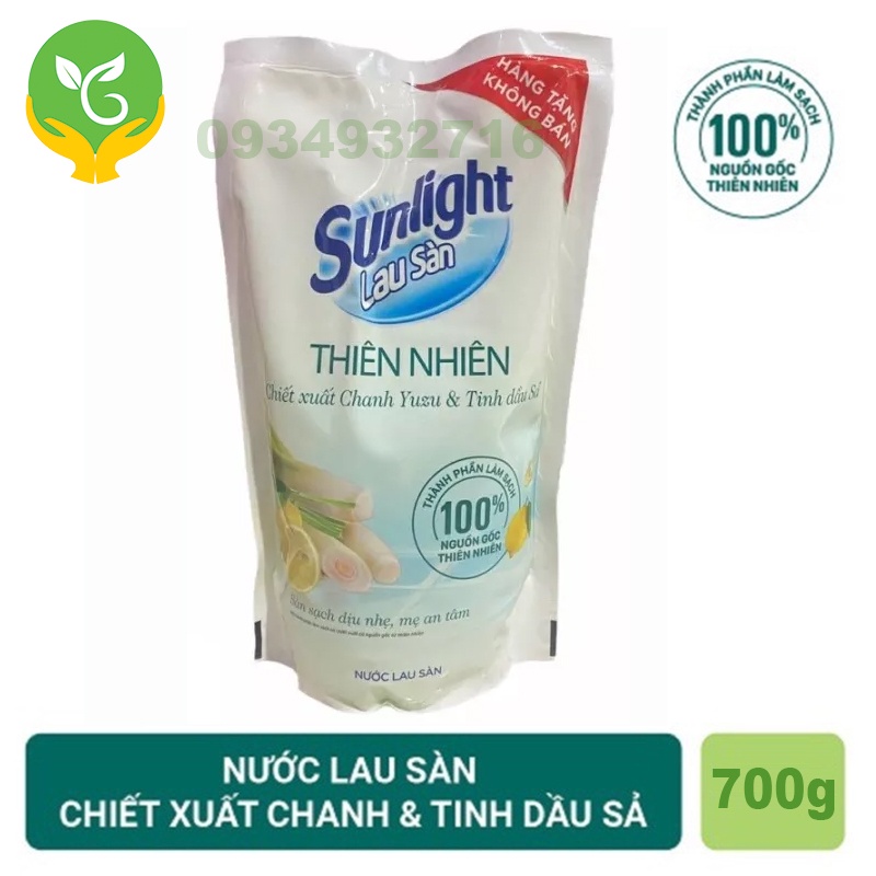 Nước lau Sàn Túi 700ml Sunlight Thiên Nhiên Chiết Xuất Chanh Yuzu & Tinh Dầu Sả