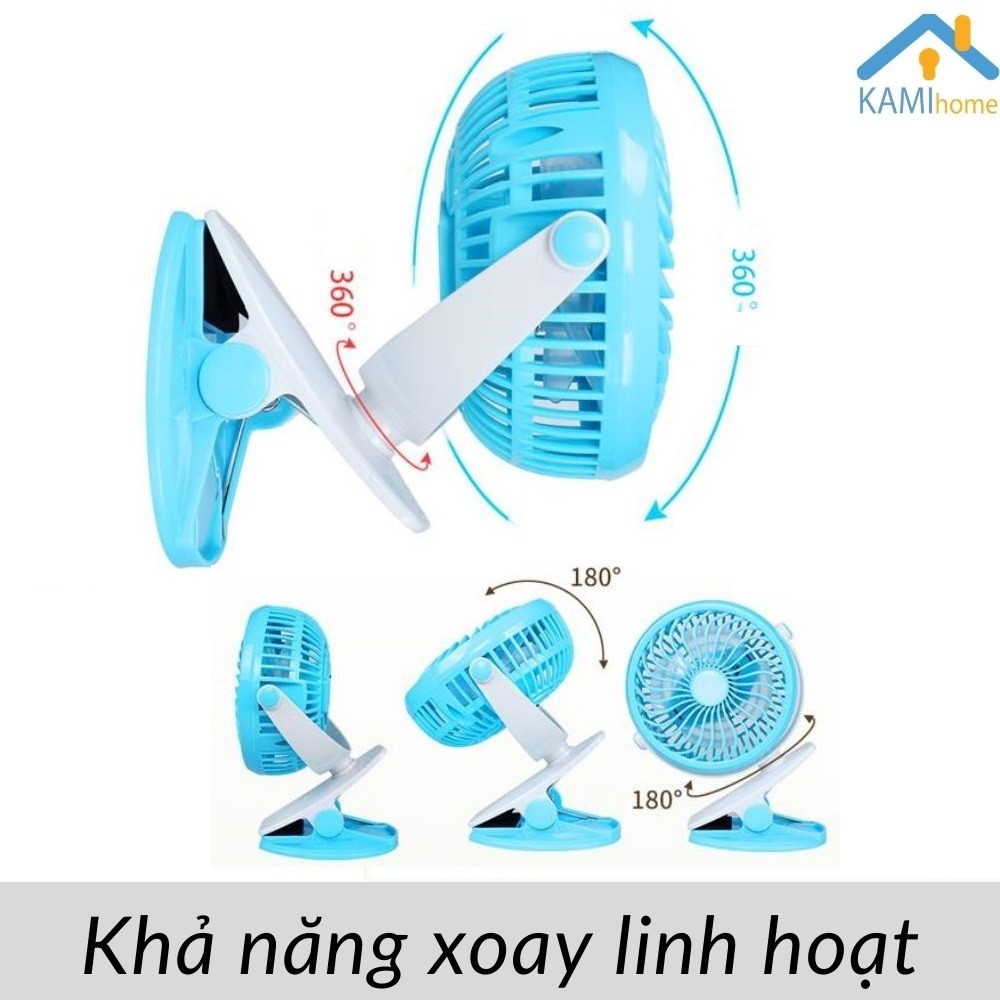 Quạt mini kẹp bàn xe đẩy cầm tay hoặc để bàn (Nhiều mẫu) Pin sạc tích điện mã 17025.17028