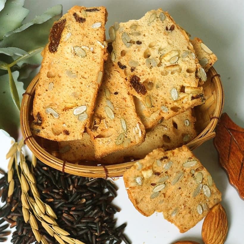 Bánh Biscotti Ăn Kiêng Mix 4 Vị Sữa Dừa Vani Chocolate Matcha - Hũ 250gr - Bếp Chè Thái