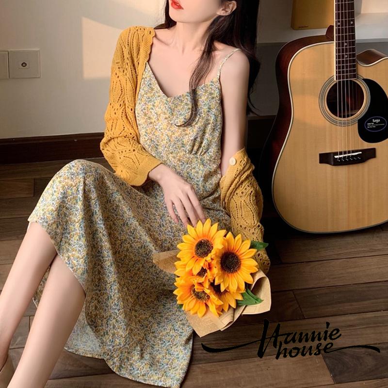 Đầm Nữ Hai Dây Cổ Chữ V In Hoa Thời Trang | BigBuy360 - bigbuy360.vn