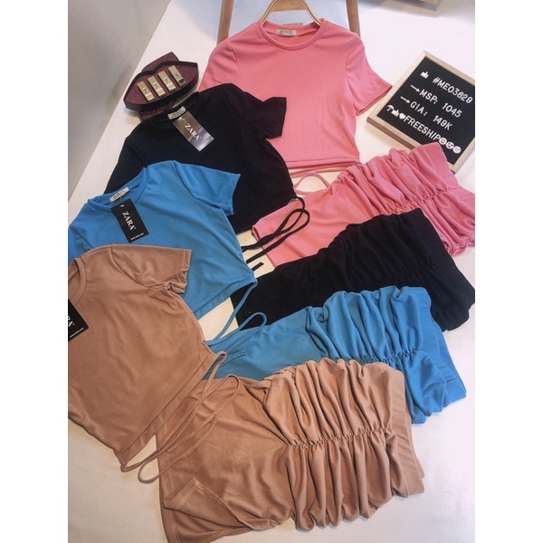 [Chuyên Sỉ] Set thun len gân cột lưng, chân váy xẻ tà tôn dáng - hàng đẹp lắm luôn nha các chị