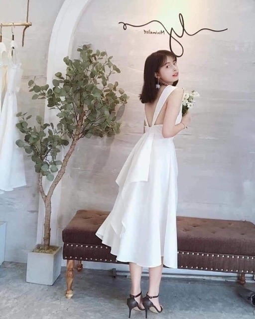 Đầm maxi trắng ❤️FREESHIP❤️ Đầm maxi trắng hở lưng siêu đẹp hàng chuẩn shop