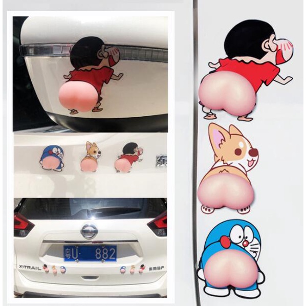 Bộ 2 Miếng Dán Cửa Xe Hơi Bằng Cao Su Chống Va Chạm Chống Trầy Xước Họa Tiết Hoạt Hình Dễ Thương