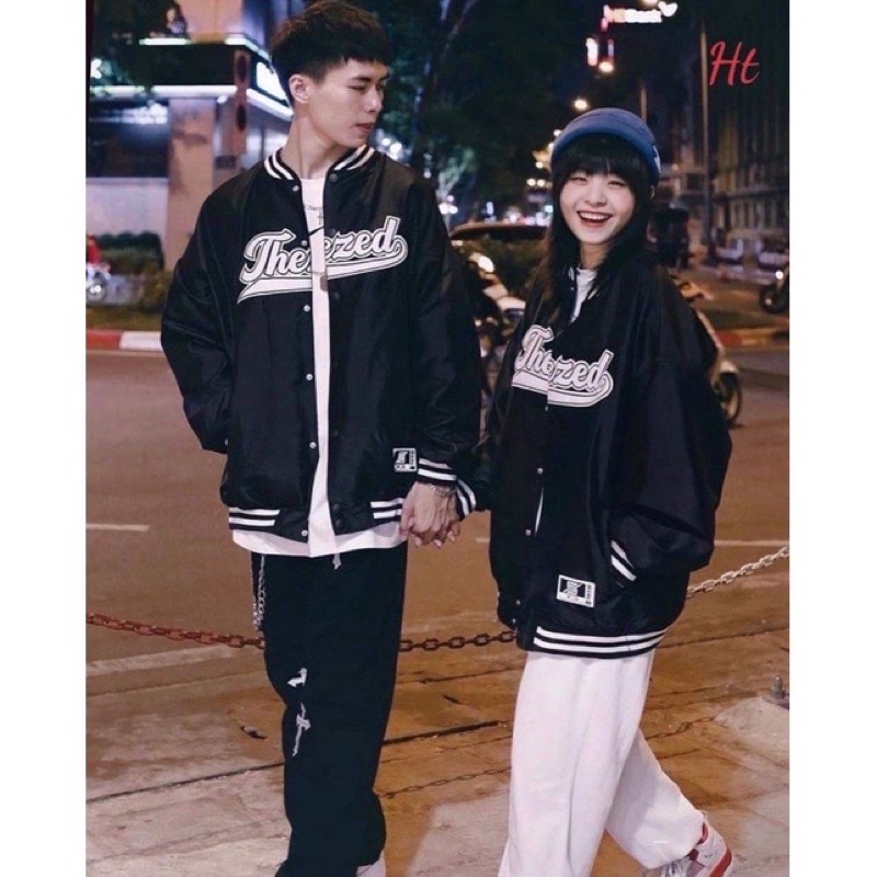 Áo khoác bomber nam nữ unisex M7 Thee Zed form rộng hàng hai lớp màu đen basic mặc đôi mặc nhóm