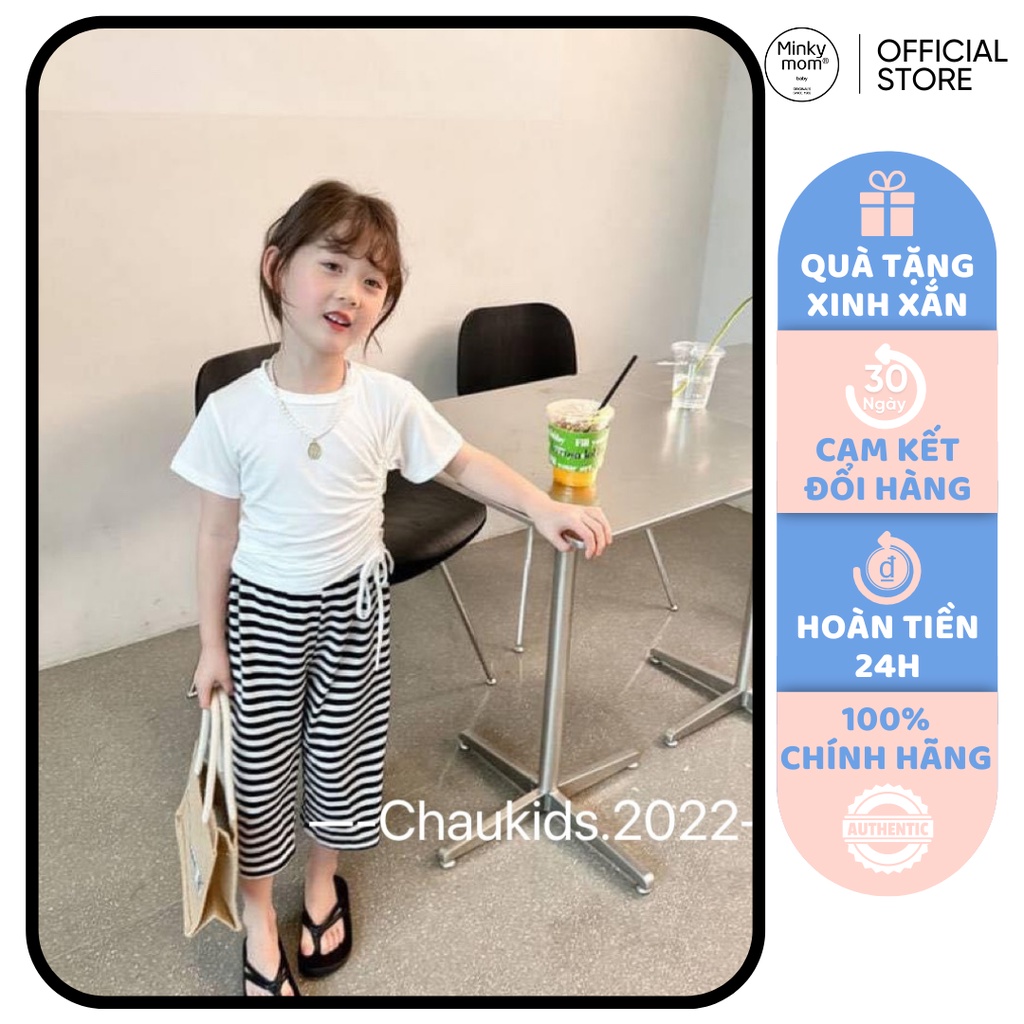 [SALE] Set Bộ Bé Gái Áo Croptop Rút Dây Quần Kẻ Ống Loe Hot Trend, Đồ Bộ Cho Bé Mặc Đi Chơi CK43