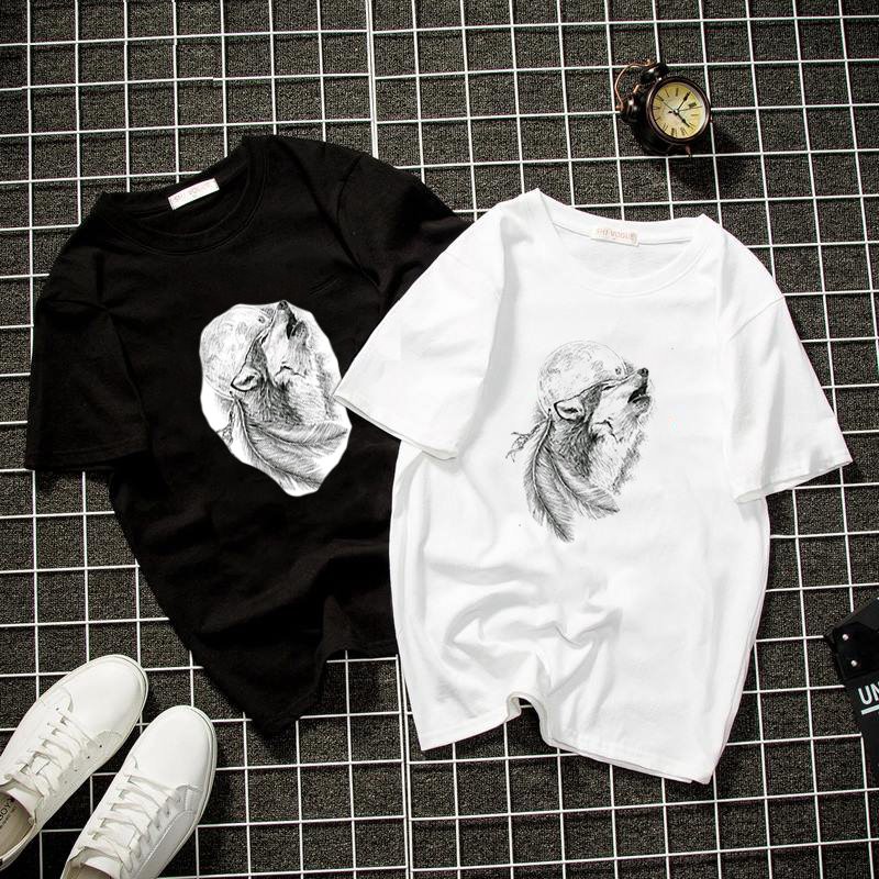 Áo thun Unisex form rộng sói hú Hàn Quốc vải dày mịn 2019T1547