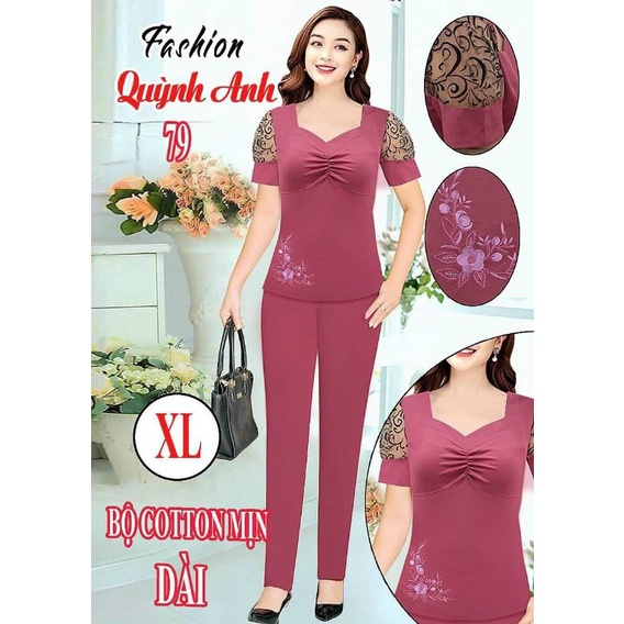 Bộ Quỳnh Anh tay ngắn quần dài thun cotton mịn sale