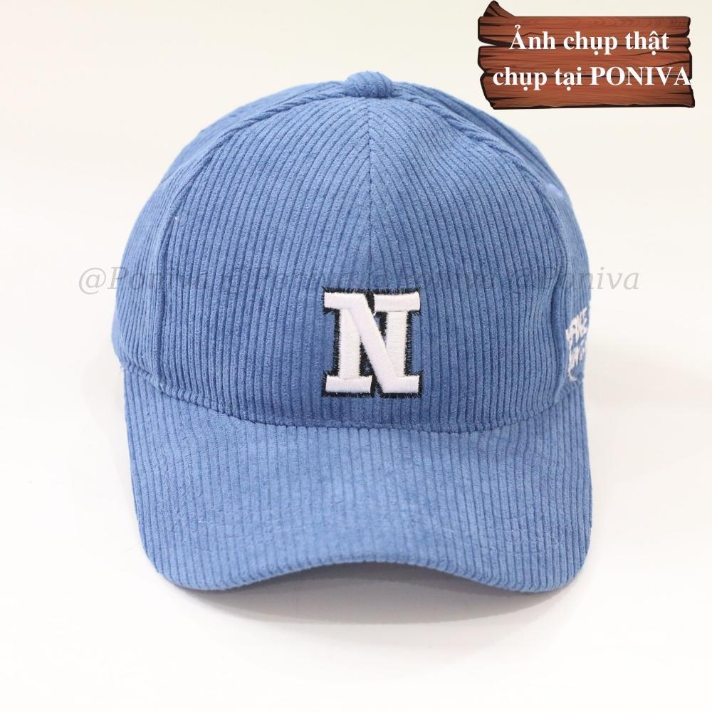 Mũ lưỡi trai ❤️ Nón kết thêu chữ N chất nhung tăm form unisex phong cách Ulzzang Thời trang PONIVA siêu hot