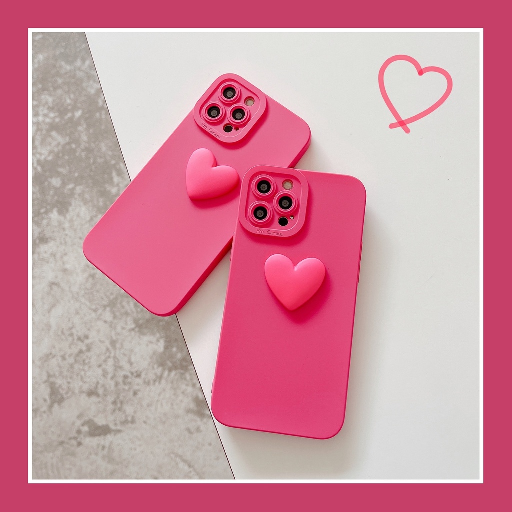 Ốp lưng iphone procam hồng rose kèm tim 7plus 8plus x xsmax 11 11promax 12 12pro 12promax 13 13pro 13promax - Dino case