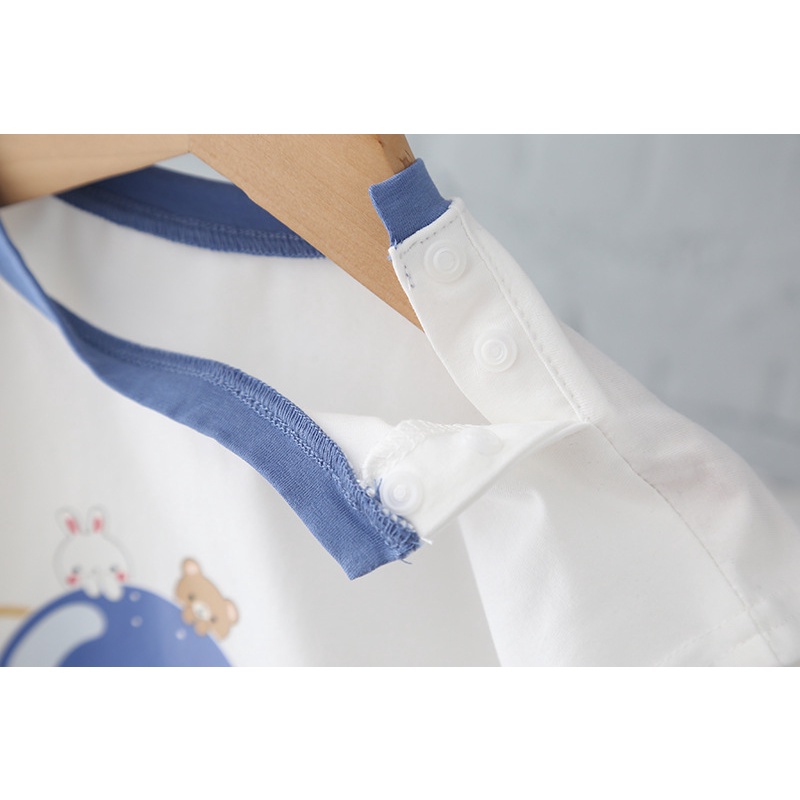 Bộ Áo Liền Quần Ngắn Tay In Hoạt Hình Thời Trang Mùa Hè Cho Bé Sơ Sinh