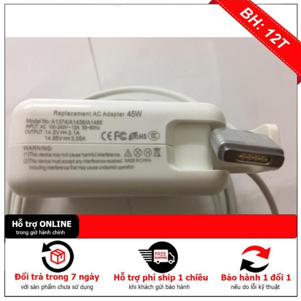 [BH12TH] Sạc Macbook Air 14.85V-3.05A- 45W- magsafe 2 - Hàng OEM Loại 1