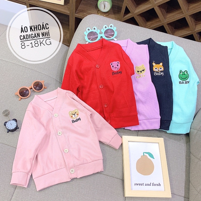 Áo cardigan bé trai bé gái thu đông chất len tăm cúc gỗ_Quần áo trẻ em thu đông