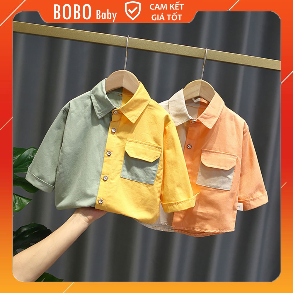 Áo Sơ Mi Cho Bé Trai Dài Tay 2 Màu Size Đại Xuất Xịn BOBO Baby SM02