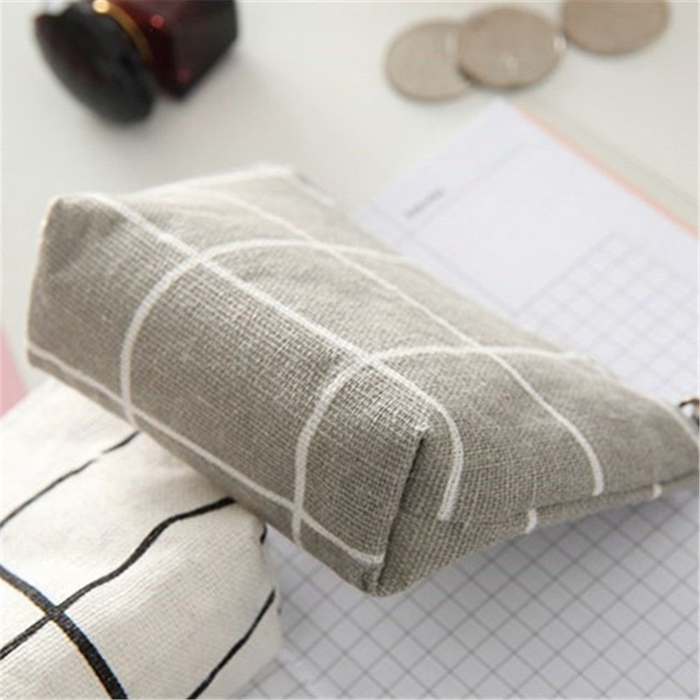 Ví đựng tiền xu MIHAN1 mini bằng cotton lanh có khóa kéo nhiều màu thời trang cho nữ