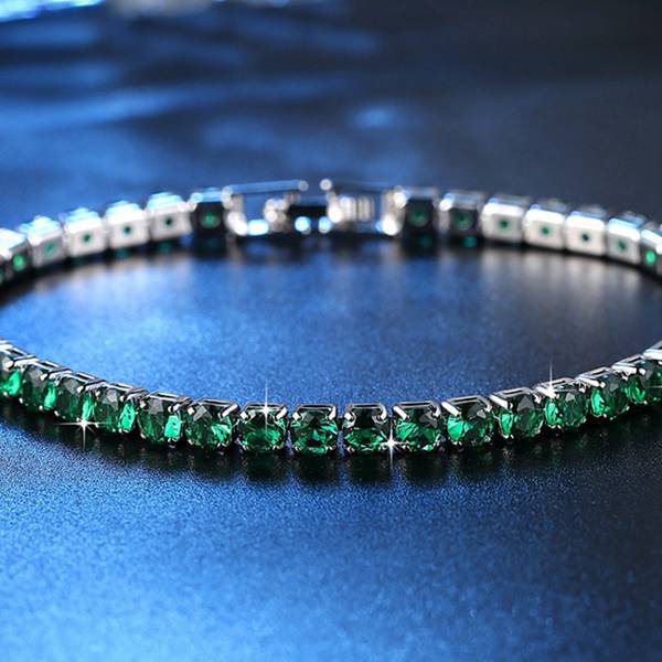 Vòng tay khóa kẹp dạng chuỗi hạt lập phương bằng kim loại đồng/đồng thau đính hàng đá zircon | BigBuy360 - bigbuy360.vn