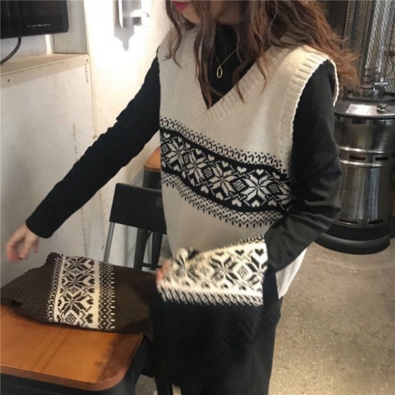 Gile Len Nữ Họa Tiết VinTage, Áo gile len Mỏng Cổ V Chất Đẹp - ttshoppc | BigBuy360 - bigbuy360.vn