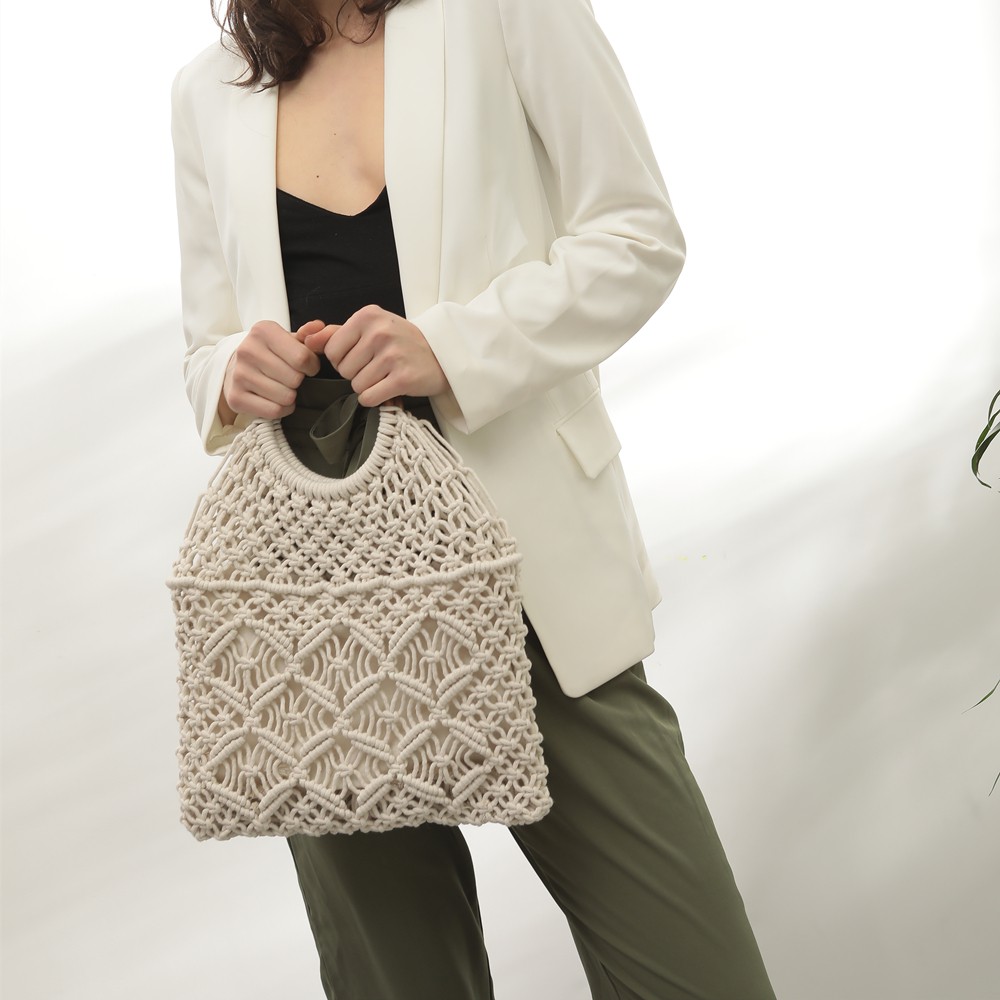 Túi xách dệt rơm rỗng đi biển thời trang mùa hè dành cho nữ