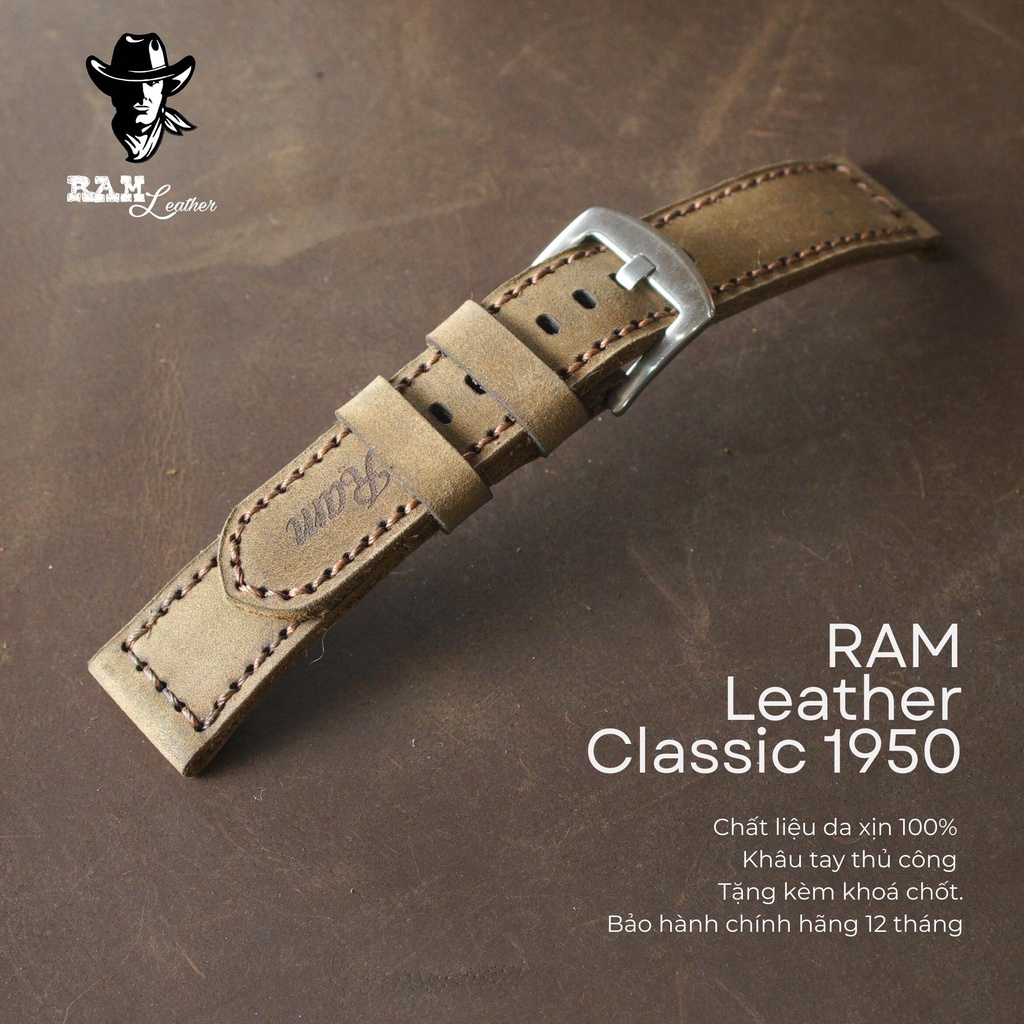 Dây Đồng Hồ Da bò RAM Leather 1950 Sáp Ngựa Cực Chất Bền Đẹp