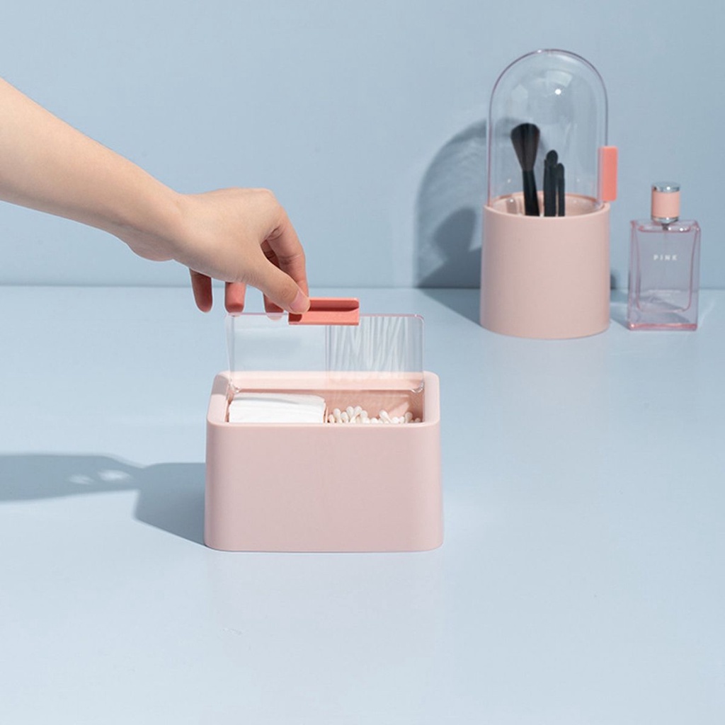 Hộp đựng bông tẩy trang chống bụi thiết kế 2 ngăn tiện lợi
