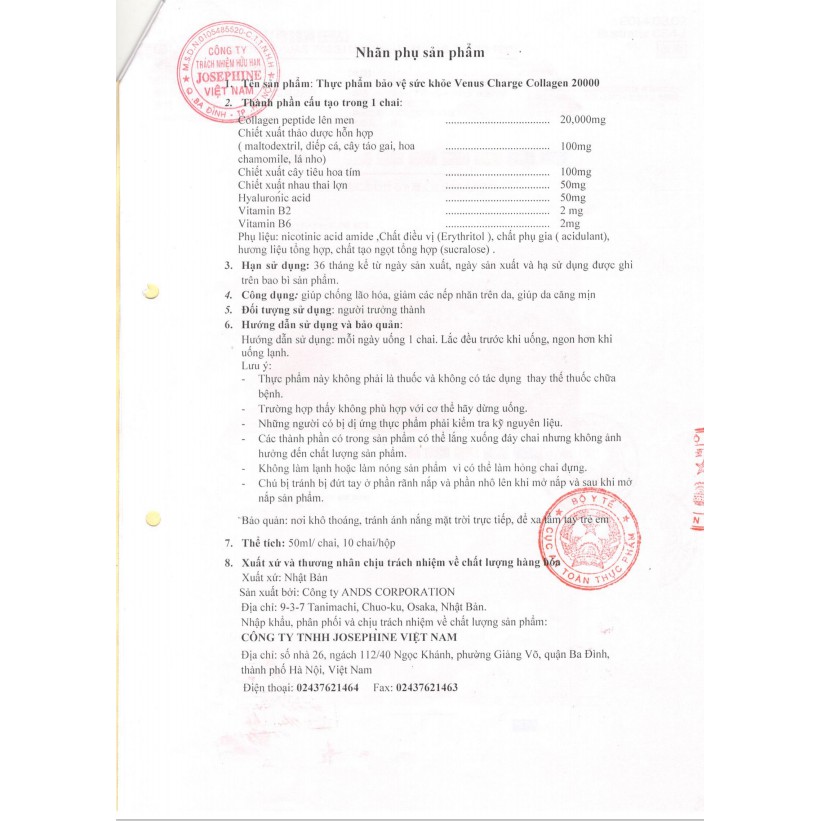 Nước uống Collagen Venus Charge 20.000mg