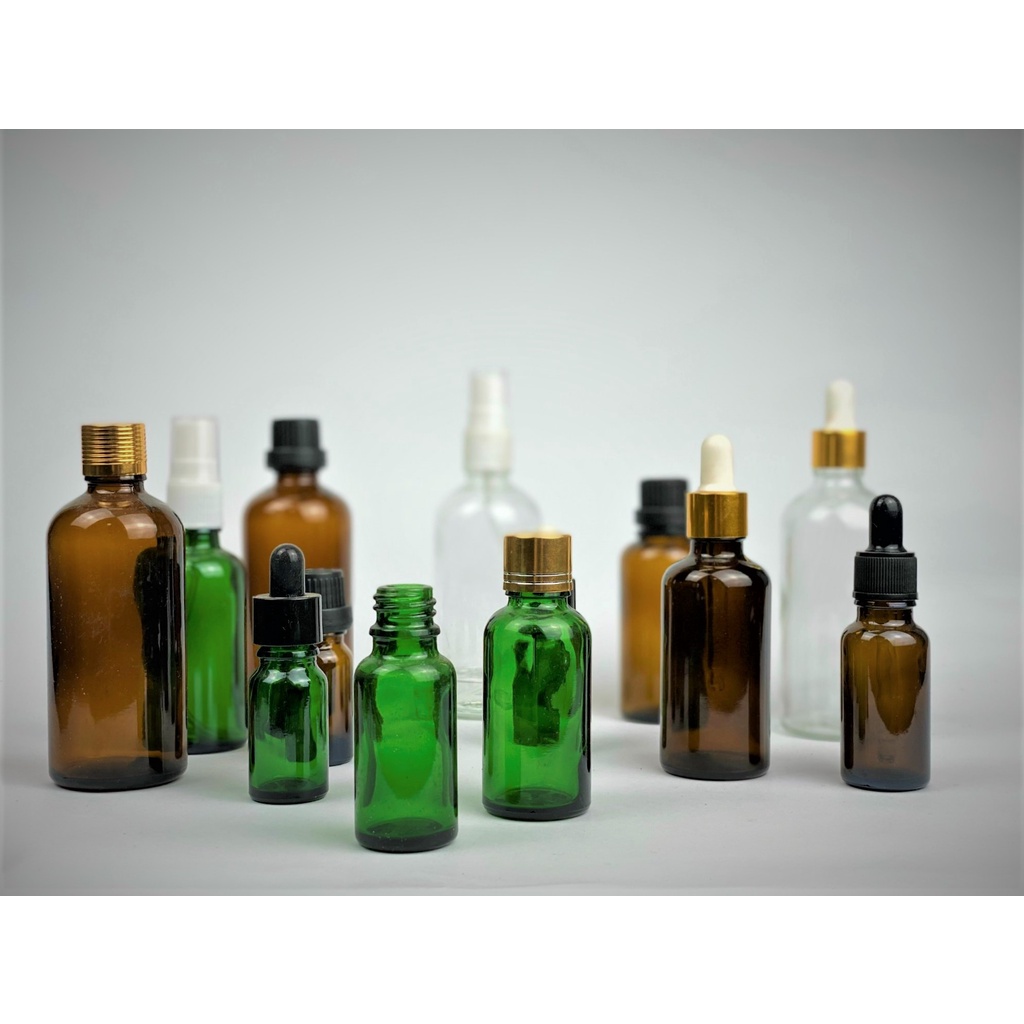 Lọ đựng serum thủy tinh xanh nắp bóp trắng 5ml/10ml/15ml/20ml/30ml/50ml/100ml