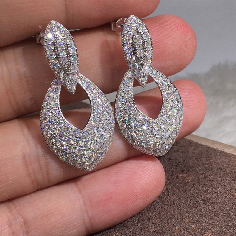 Bông Tai Đính Đá Zircon Lấp Lánh Sang Trọng Cho Cô Dâu