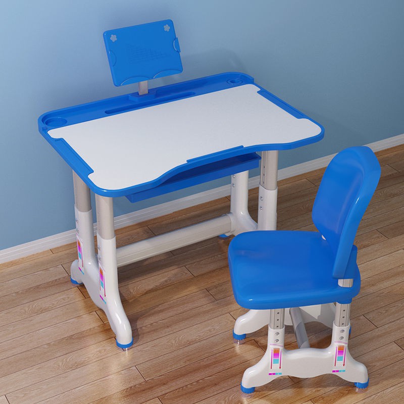 ℡Bộ bàn ghế học trẻ em có thể nâng hạ đa năng dùng cho sinh tiểu học, trung cơ sở, viết, kết hợp giá sách