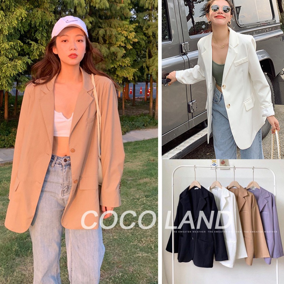 Áo blazer nâu tây 1 lơp phong cách Hàn quốc- Áo vest ,áo blazer nữ vải trượt vạt bầu dáng rộng,hàng xuất khẩu | BigBuy360 - bigbuy360.vn