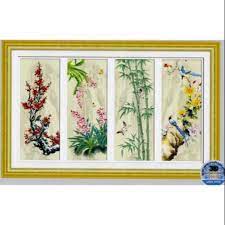 Tranh thêu chữ thập Tứ Quý Mai Trúc Cúc Lan A1161 (115x60) chưa thêu