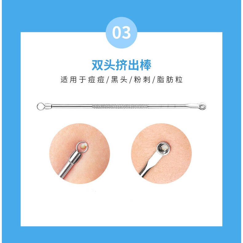 Bộ 4 Cây Nặn Mụn 8 Đầu Maycreate Dụng Cụ Nặn Mụn Bằng Inox Cao Cấp Luxuka MC09