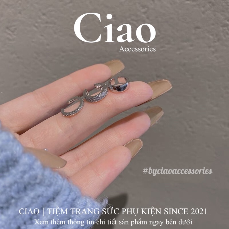 [HOẢ TỐC 1H] Set 3 khuyên vành tai/ Kẹp vành tai thiết kế lấp lánh mã 35 Ciao accessories