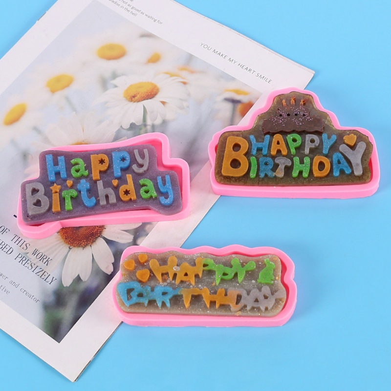 Khuôn silicone tạo hình chữ Happy Birthday trang trí bánh DIY