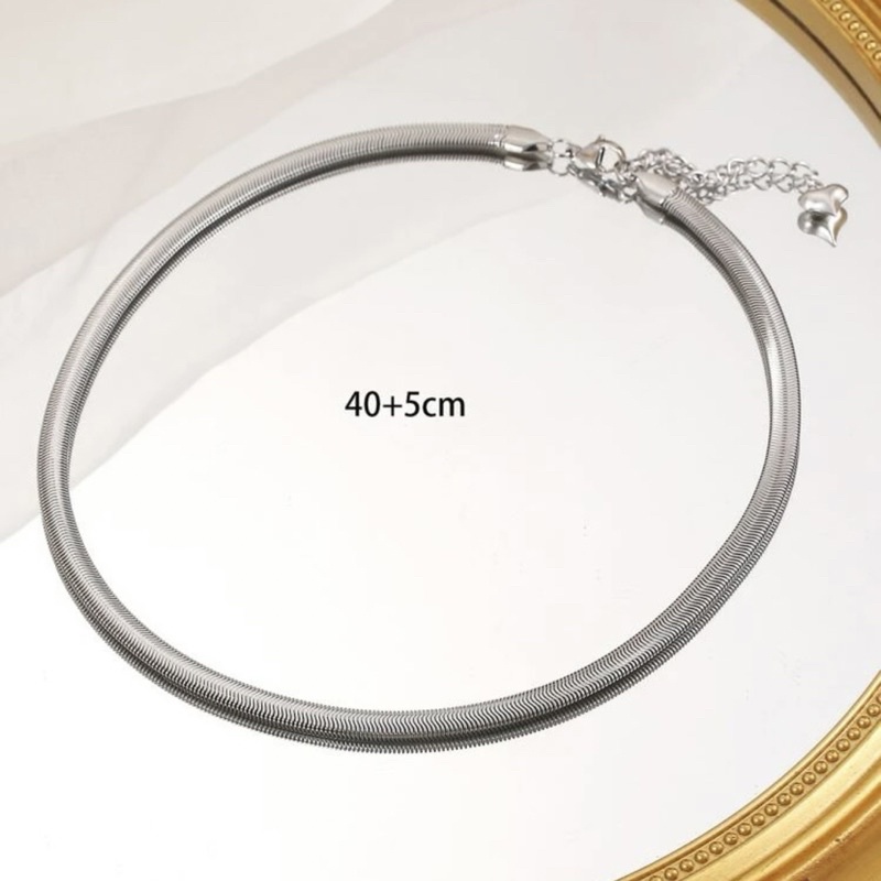 Vòng cổ Xương Rắn Màu Bạc Dày Thép Titan Không Gỉ - Dây chuyền Đơn Giản Quyến Rũ unisex cho nam nữ