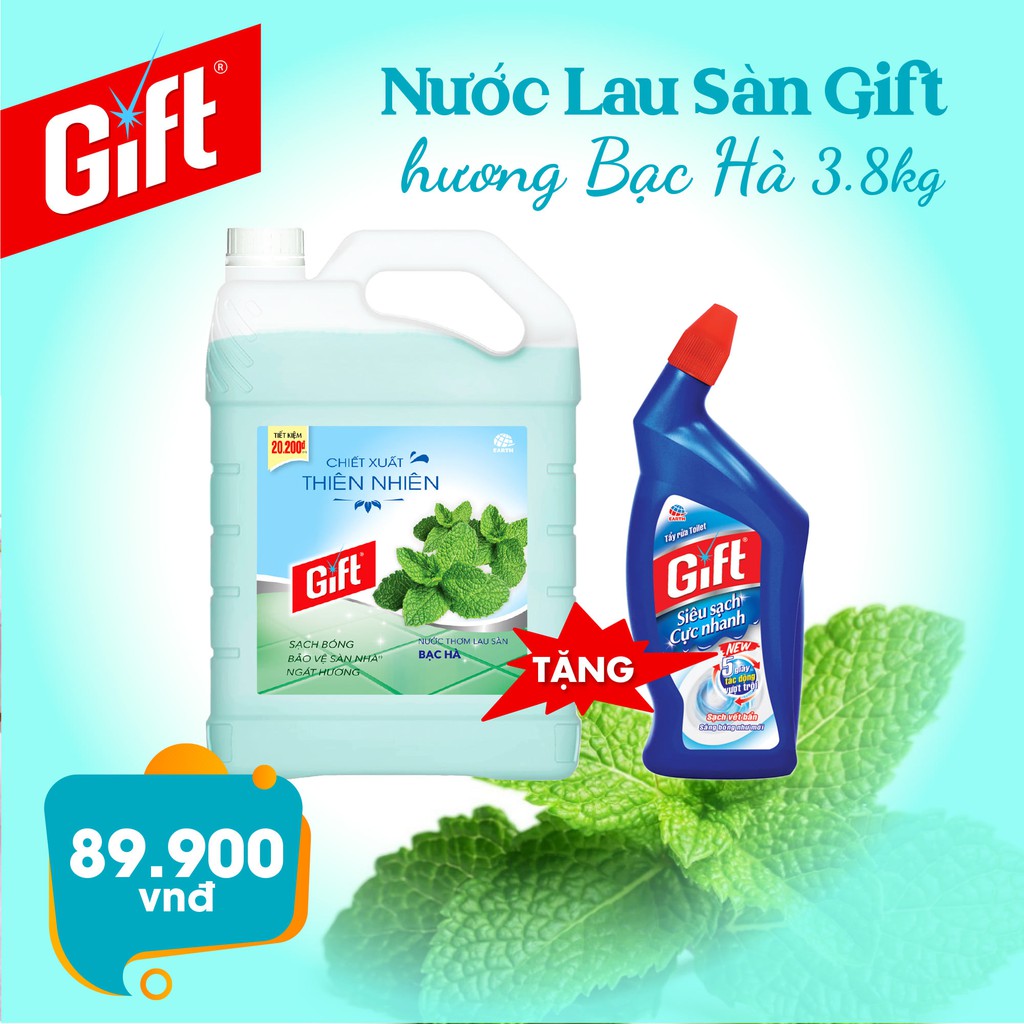 Combo Siêu tiết kiệm Lau sàn Gift 3.8 kg [Tặng 1 chai tầy toalet 600ml]