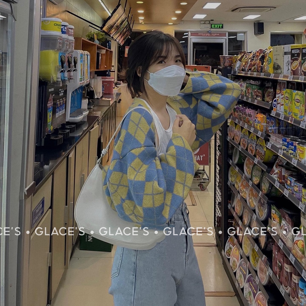 [Ảnh/Video thật] Áo khoác cardigan⚡ FREESHIP⚡ Áo cardigan len trám nữ dài tay họa tiết dáng CROPTOP cách điệu