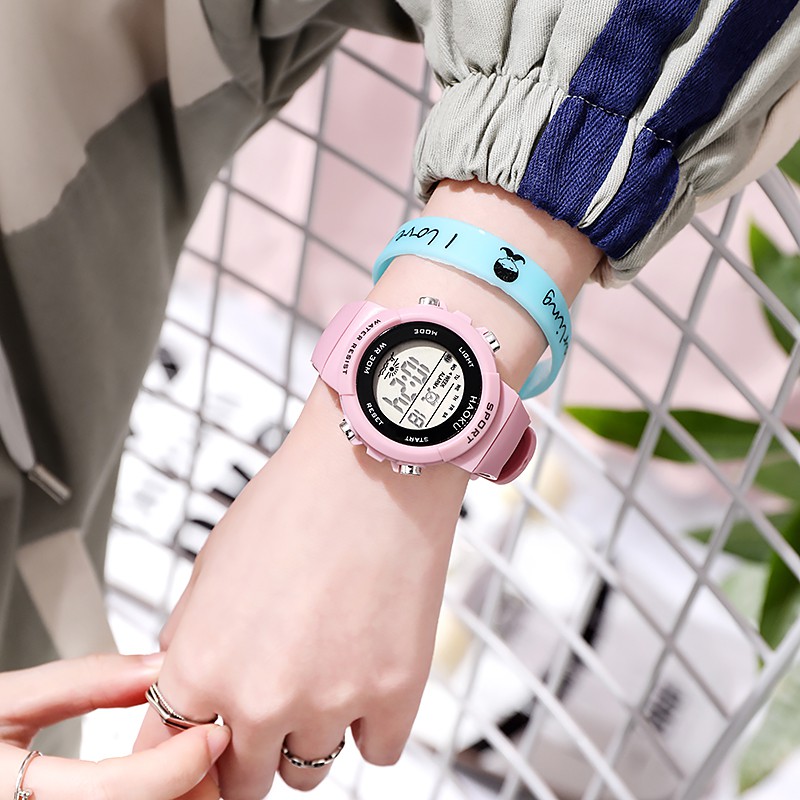 Đồng hồ điện tử nữ Aiqiuno HK01 full chức năng, thể thao cá tính, mặt tròn cực đẹp, kiểu dáng Hàn Quốc