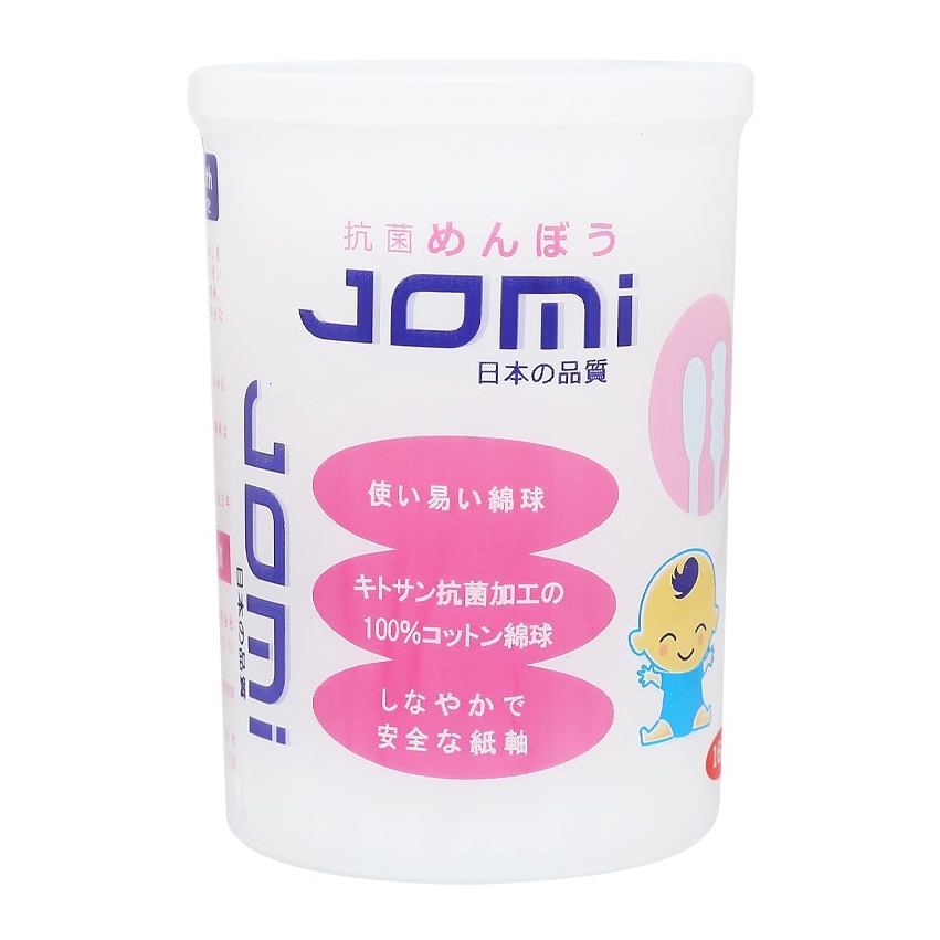 Bông Ngoáy tai trẻ em jomi 160 que 1 đầu xoắn và 1 đầu tròn