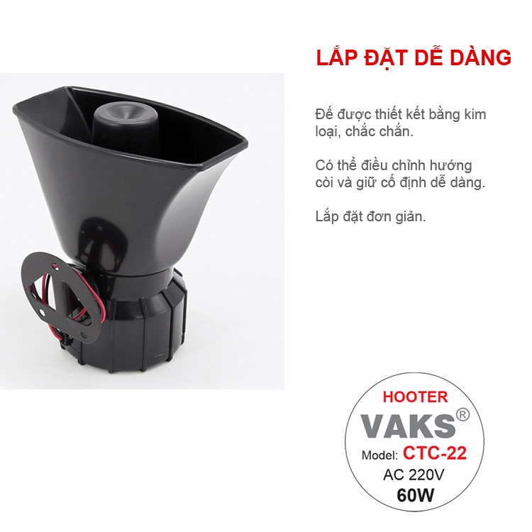 Còi tháp canh, cần trục, cần cẩu, còi tàu, còi xe, hú báo động lớn, CTC-22, 220V AC