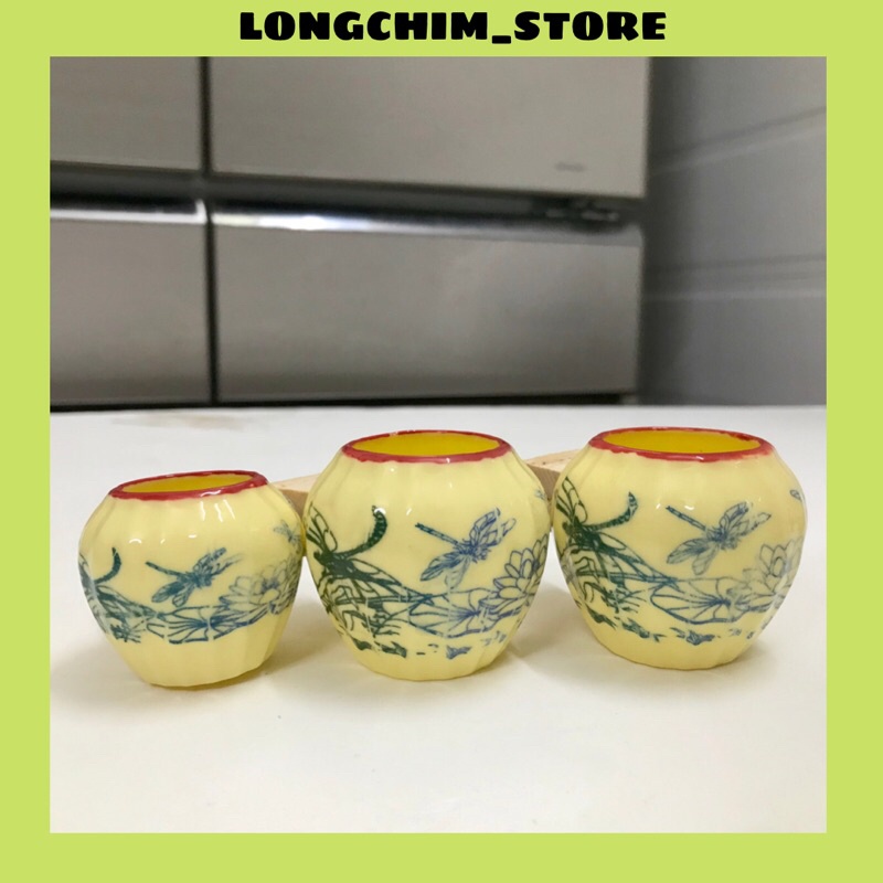 Cóng chim chào mào gốm sứ 2 màu tai triện hàng đẹp 37k Longchim