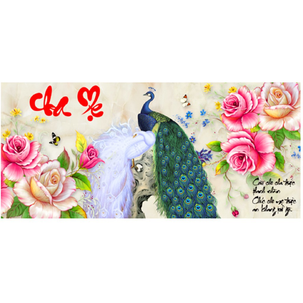 Tranh thêu thư pháp Cha mẹ size 101*45cm