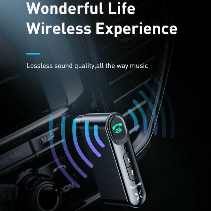 Bộ thu phát tín hiệu, nhạc không dây Bluetooth Baseus WXQY-01 tích hợp giắc cắm 3.5mm cho xe ô tô - Hàng chính hãng {CHÍ