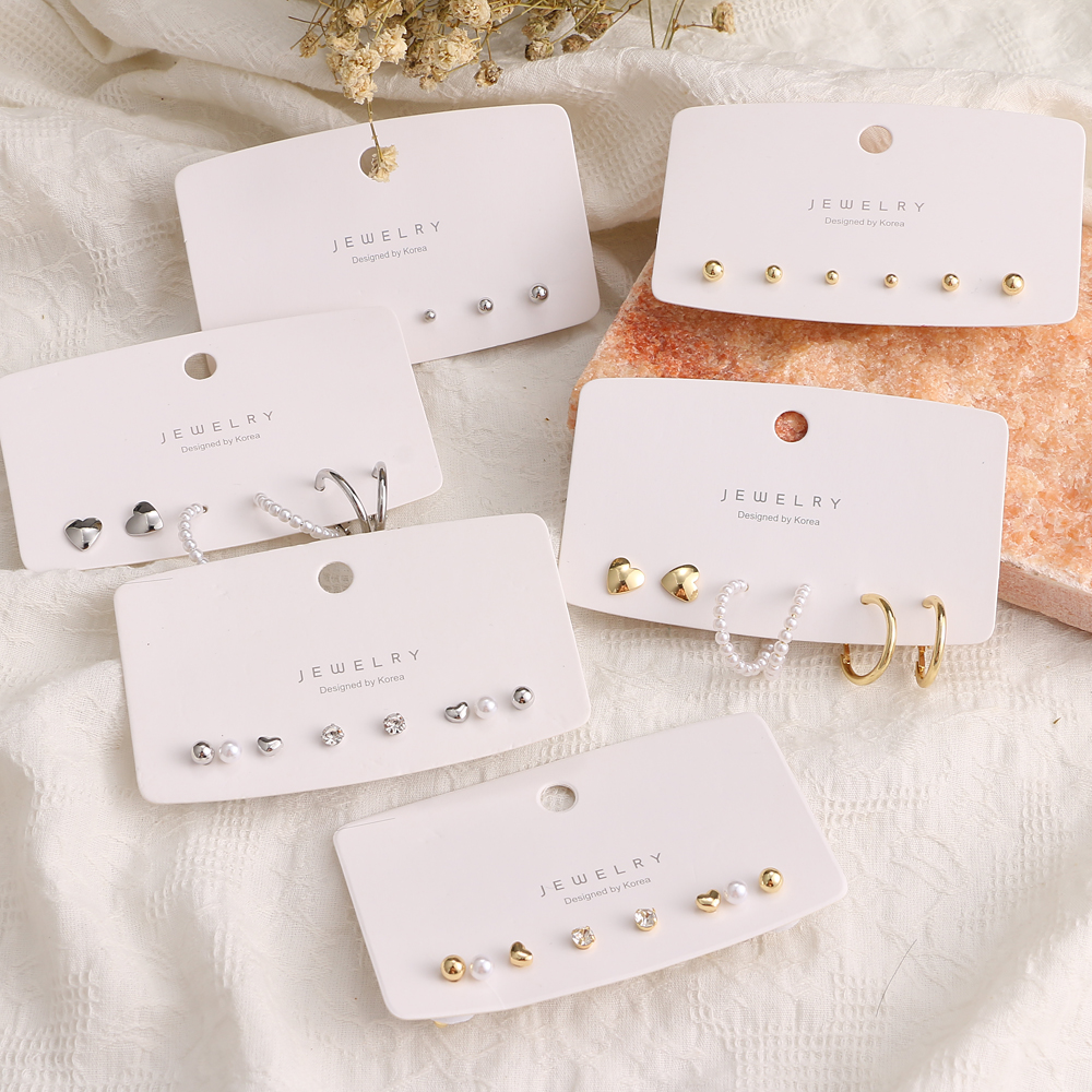 Set khuyên Tai Hình Tròn Trái Tim Phong Cách Hàn Quốc Thời Trang Nữ Đơn Giản