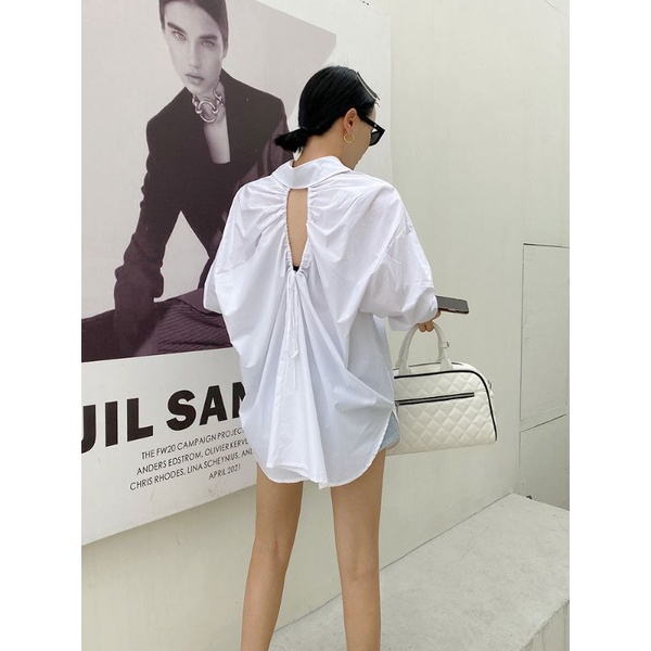 Áo sơ mi over size hở lưng 2 màu Ao015 | BigBuy360 - bigbuy360.vn