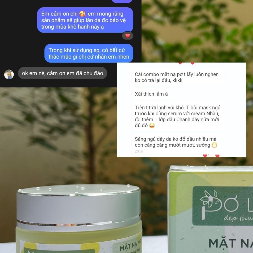 Mặt nạ ngủ từ quả bơ cấp ẩm tăng đàn hồi giảm lão hóa da Pơ Lang 30g
