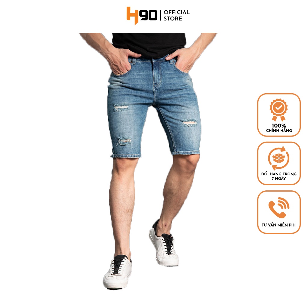 Quần short jean nam rách H90 cao cấp chất bò co giãn nhiều J016