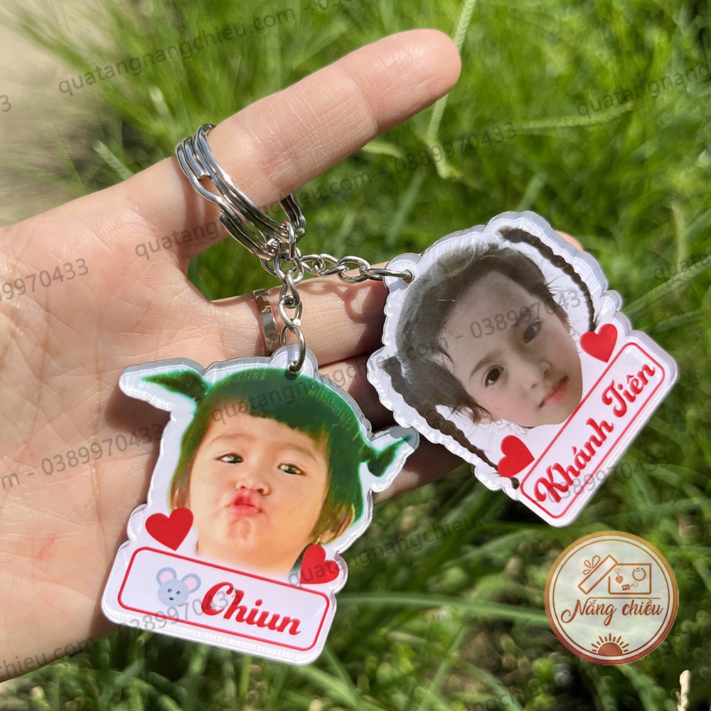 Phụ kiện treo xe, Móc chìa khóa ghép chibi theo yêu cầu, chất liệu mika