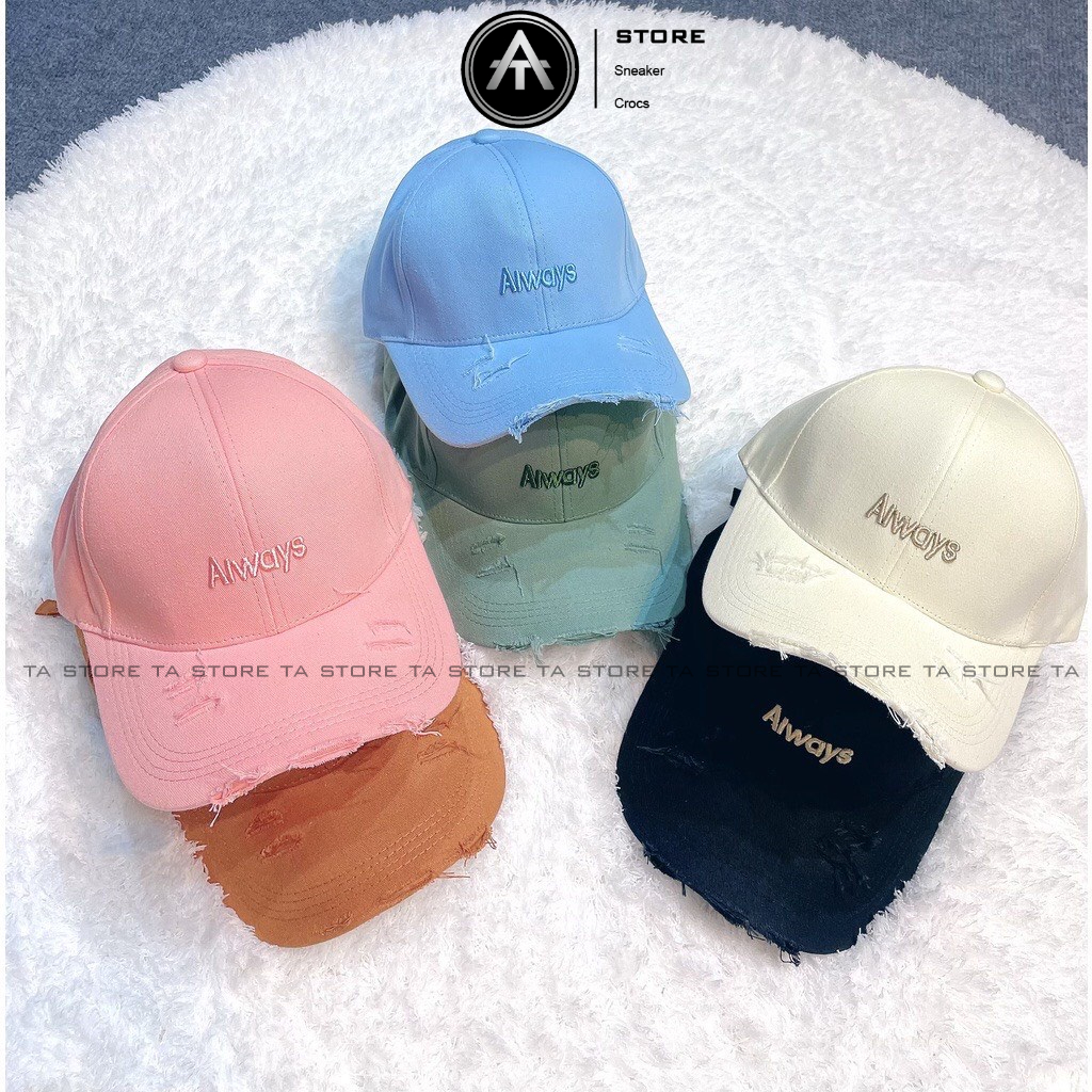 Mũ lưỡi trai rách thêu chữ Away unisex