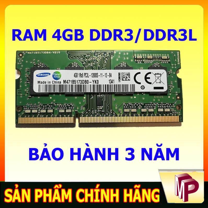 Ram Laptop 8GB 4GB DDR3 DDR3L Samsung Sk Hynix  Bus 1600 mhz bh 3 năm