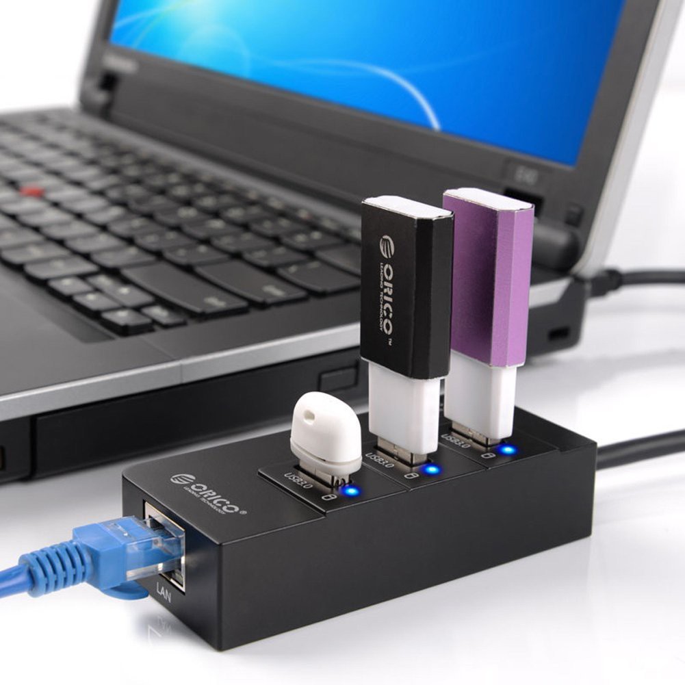 Bộ chia/ Hub USB 3.0 3 PORT và 1 cổng LAN 1000 ORICO HR01-U3 -DC687