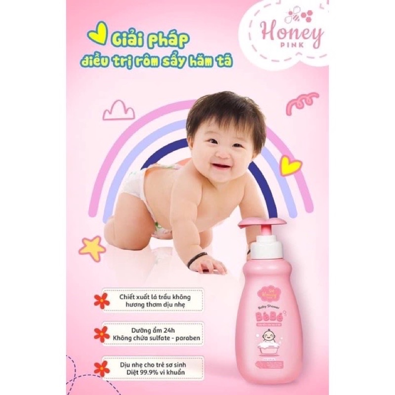 Sữa tắm và gội cho bé Honey Pink 300ml New